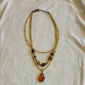 Elegant Gold and Brown Layered Necklace